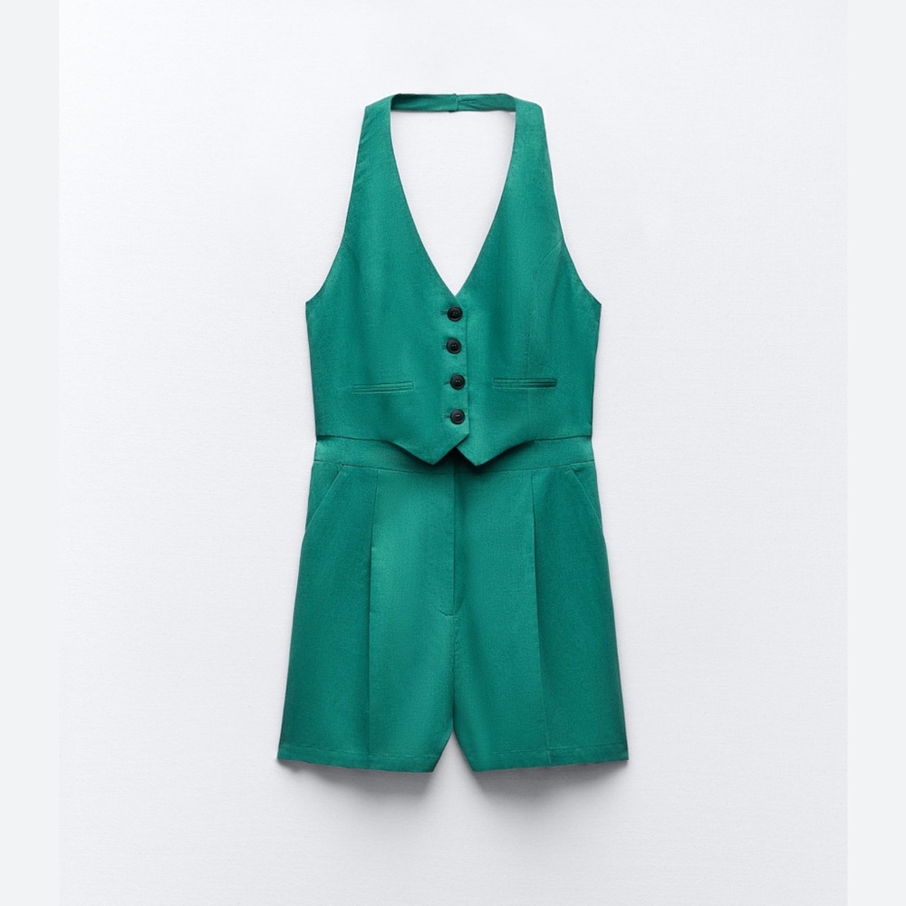 Zara Teal Halter Romper
